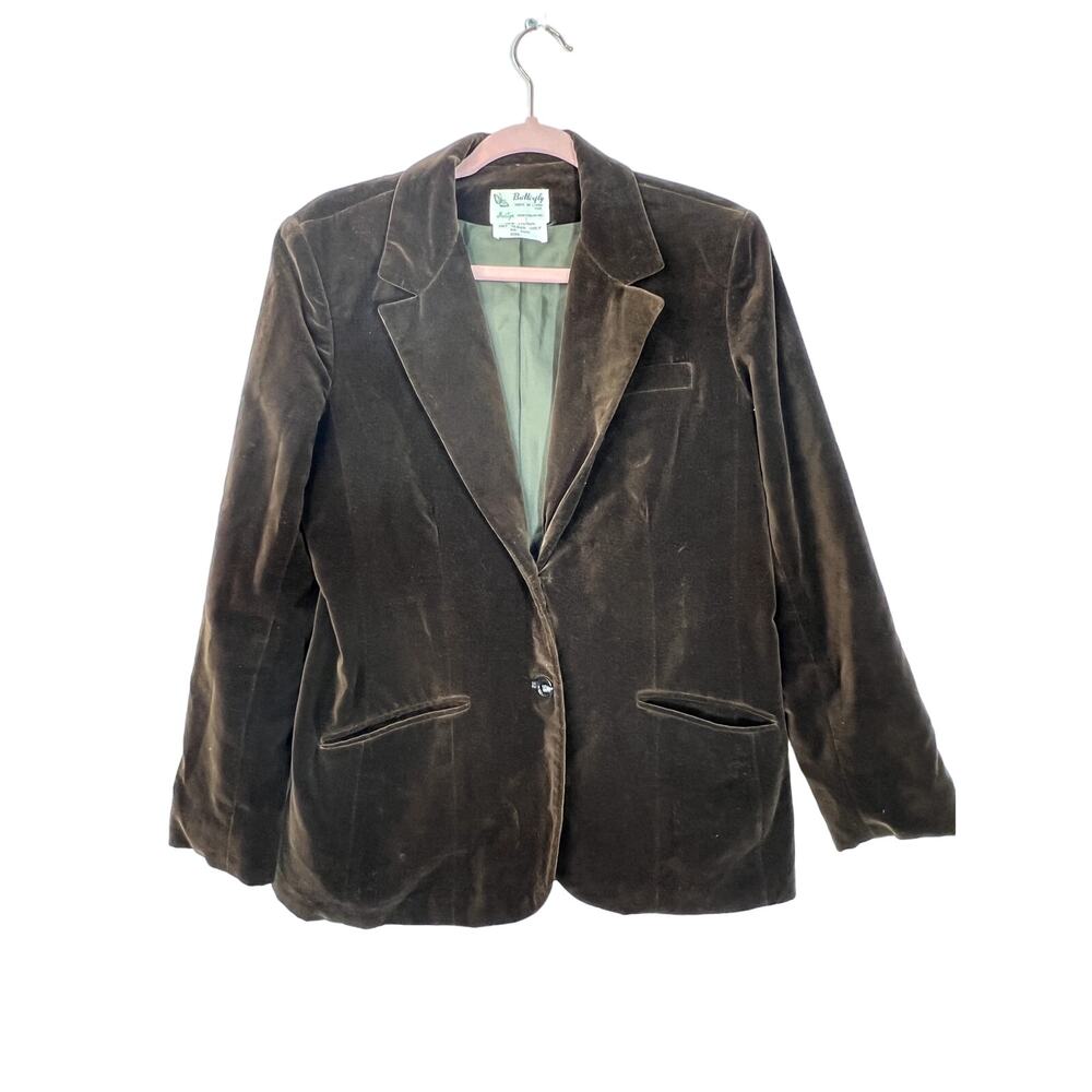 Vintage Butterfly for Prestige Brown Cotton Velvet 3 Pockets Blazer Jacket‎ 12